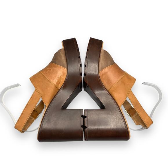 ROC Misty Slingback Sandal Size EU 40 US 8.5-9 Brown Leather Chunky Open Toe Y2K - Picture 7 of 14